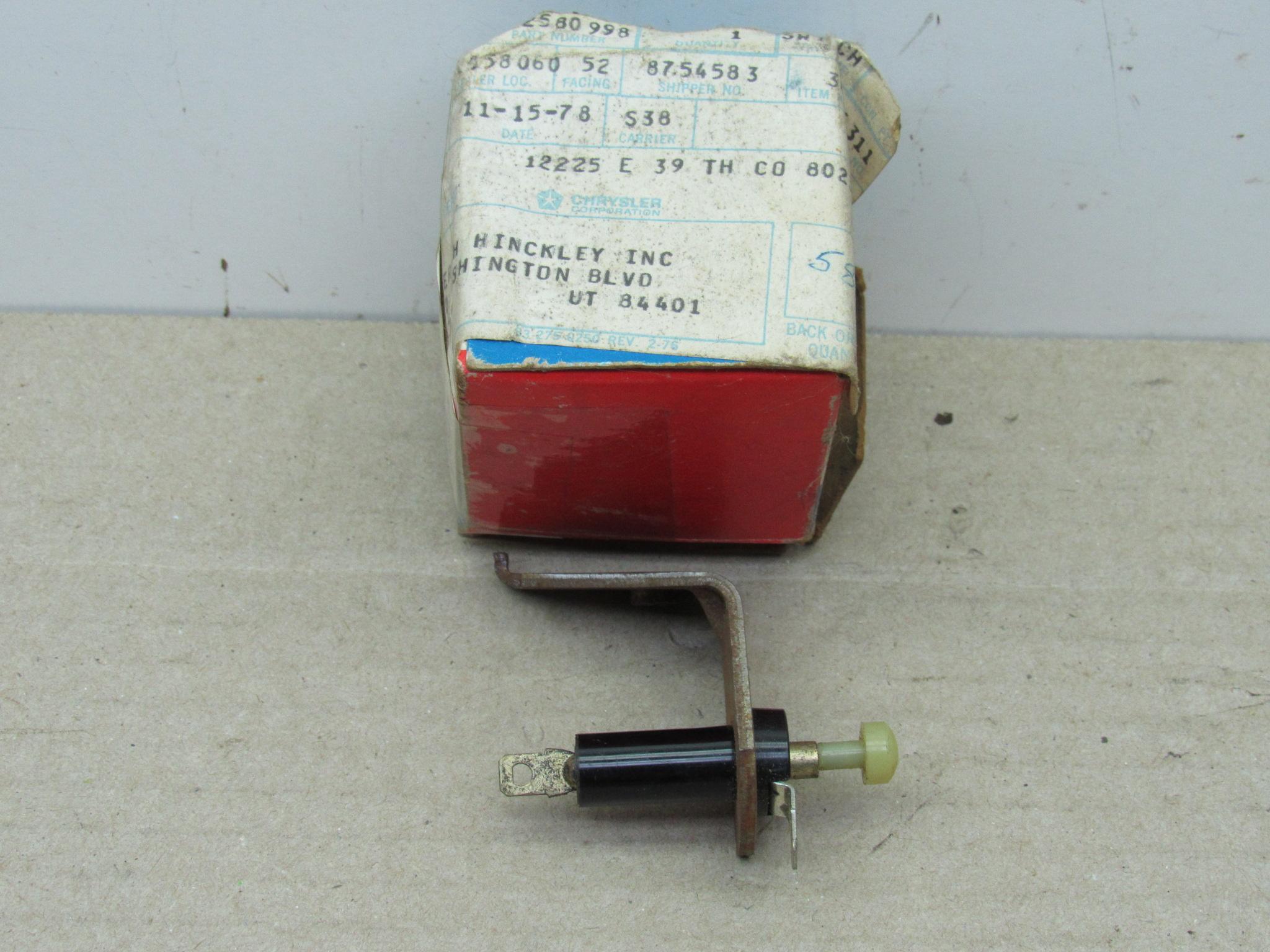 Stop Lamp Switch# 2580998 - B - Body & Imperial - 1965-66 - NOS - SHIPS ...