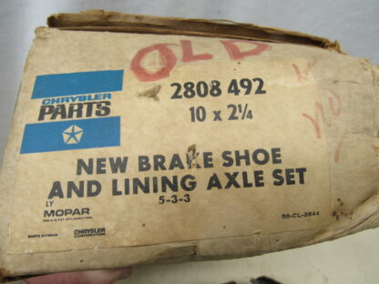 Front Wheel Drum Brake Shoe and Lining Pkg# 2808492 - 10" x 2 1/4" - A - Body - 1966-68 - NOS - SHIPS FREE TO LOWER 48 - Image 2