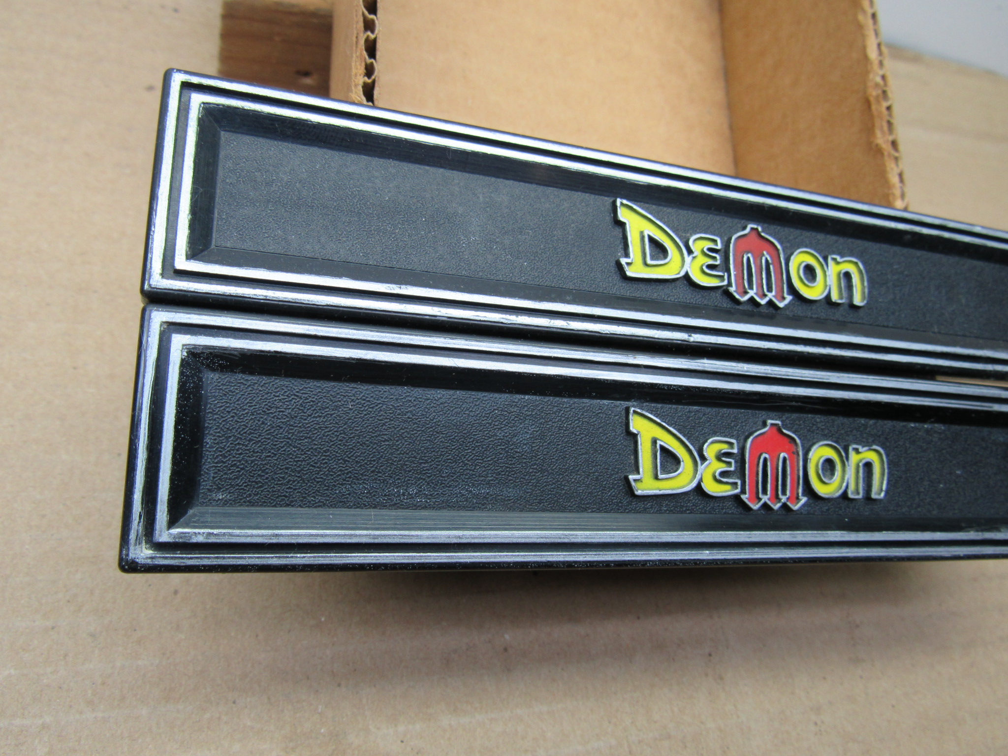 Door Inside Trim Panel Garnish Nameplate# 3613436 - Pair - Dodge Demon - 1971-72 - USED - SHIPS FREE TO LOWER 48 - Image 5