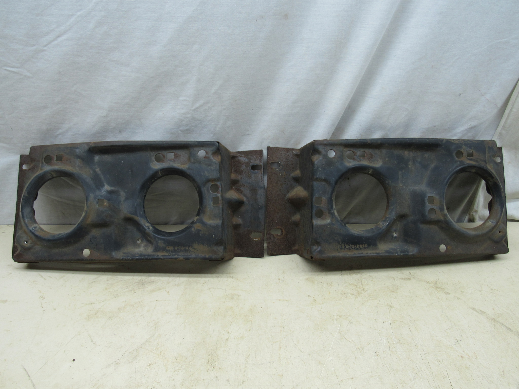 Headlamp Mounting Panel Plate# 3573322 / 3573323 - Pair - Plymouth Fury - W/ Concealed Headlamp - 1972 - USED - SHIPS FREE TO LOWER 48